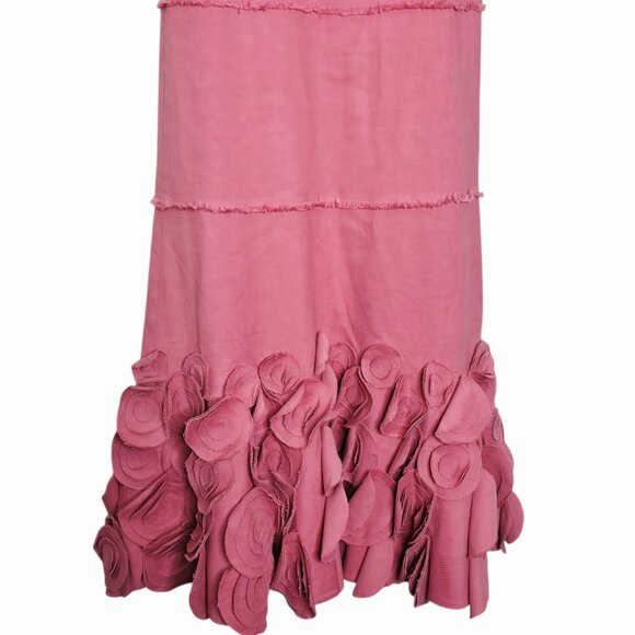 Alexis Demina Rose Pink Rosette Midi Dress Size XXS Raw Edge Floral Sleeveless - Picture 7 of 15